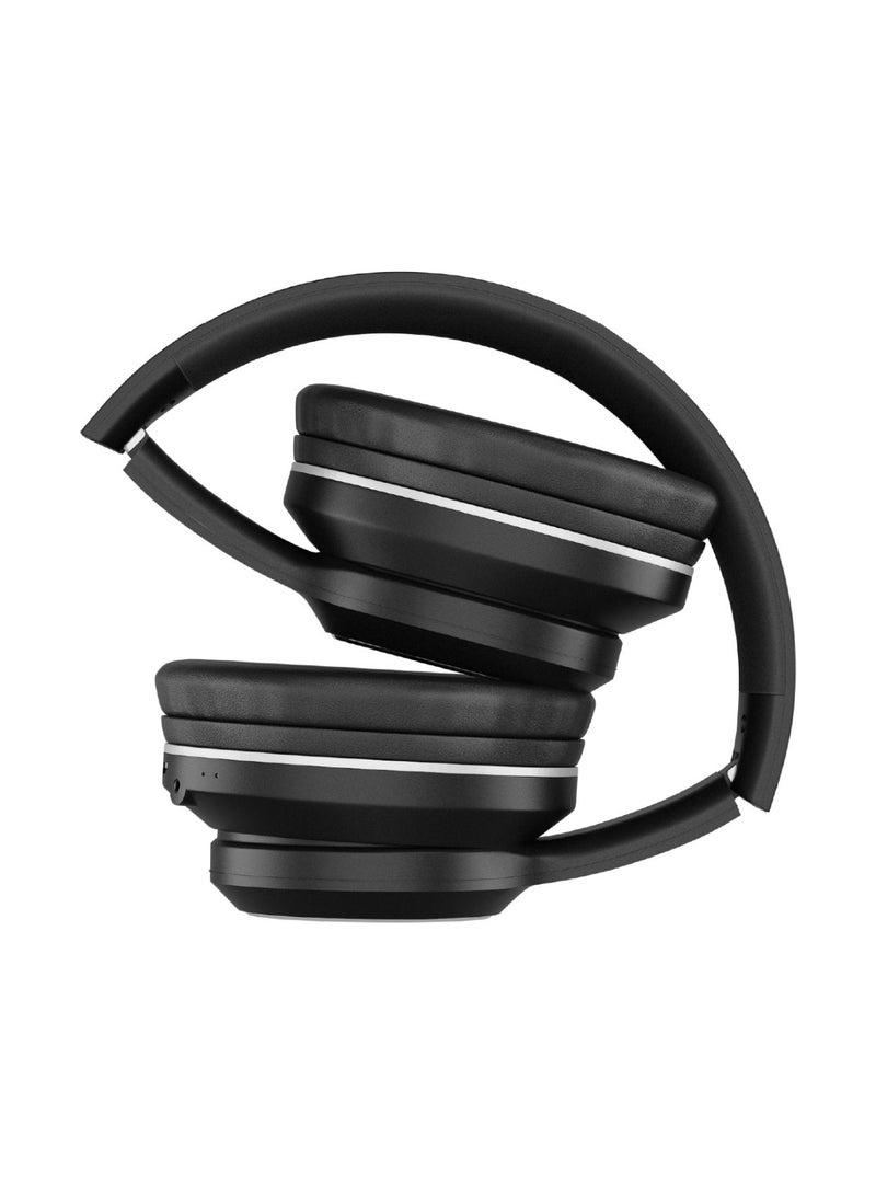 جوس سماعات رأس لاسلكية Juice Cans Go - سماعات رأس بلوتوث فوق الأذن مع وقت تشغيل يصل إلى 16 ساعة، تصميم قابل للطي، أدوات تحكم على الأذن، كابل AUX للاستخدام السلكي - أسود - Image 2